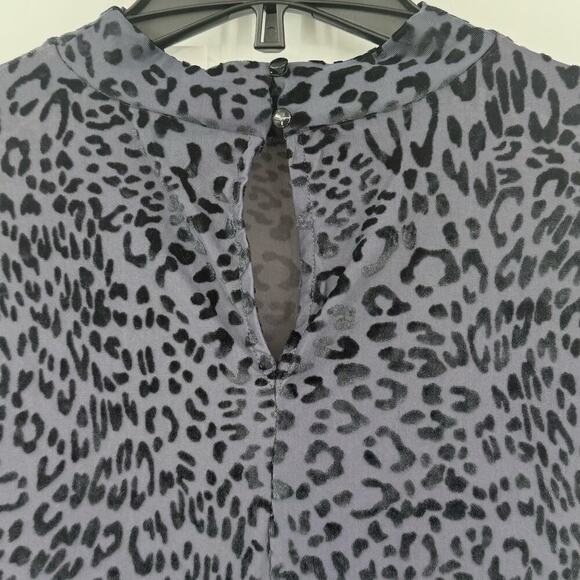 Lane Bryant Long-Sleeve Mock-Neck Sheer Mesh Skater Top Leopard Women Size 14/16 - Picture 6 of 11